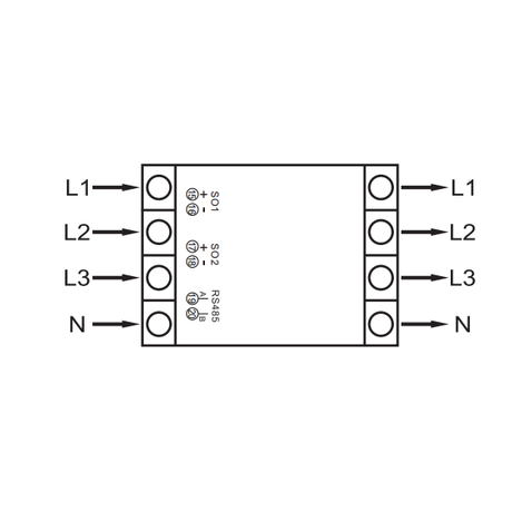 DEM4A00B-1 100 A Three-Phase DIN-Rail Energy Meter with RS485 (Bottom-to-Top Wiring) Wiring