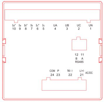 YTL96-202D 96 mm Panel-Mount Multifunction Power Meter with RS485 and Harmonic Analysis Wiring