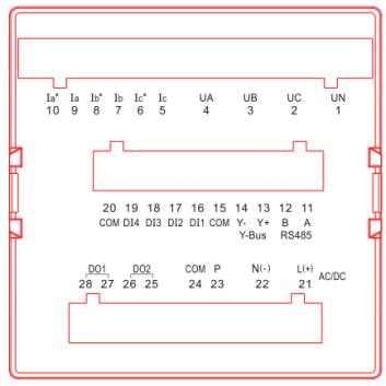 YTL96-323D 96 mm Panel-Mount Multifunction Power Meter with RS485, Y-Bus, Tariff and Harmonic Analysis Wiring