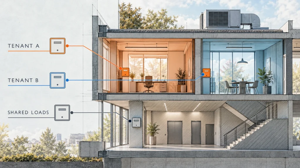 Sub-meter boundaries for tenants and shared loads