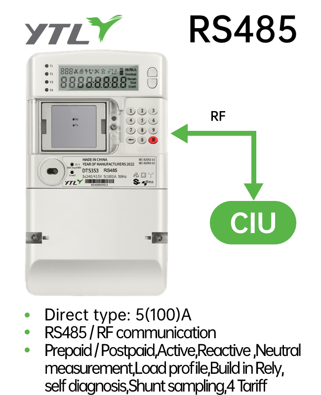 YTL 3p Prepayment Meter Split type with CIU RS485 Communication
